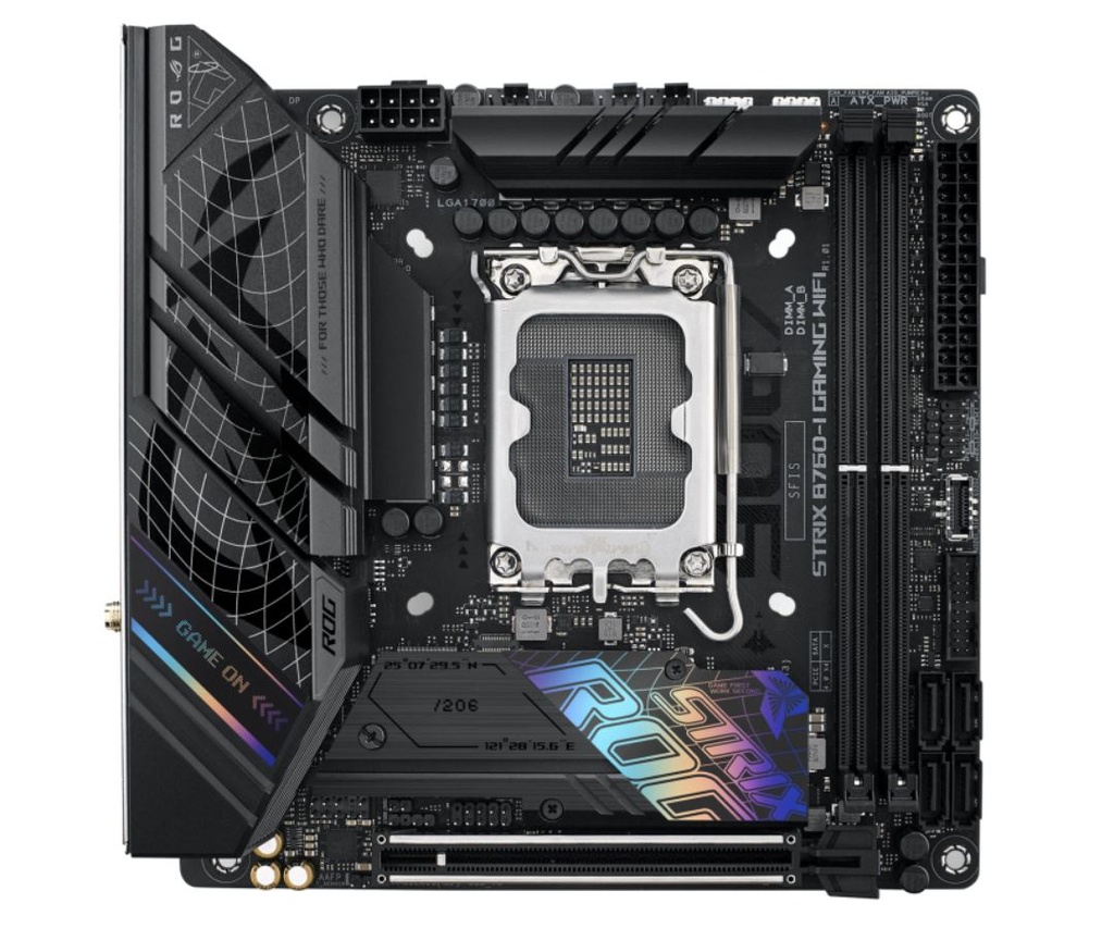 4711081997665 ASUS B760 ROG STRIX B760-I GAMING WIFI Intel LGA1700 Mini-ITX Motherboard 64GB, 2xDDR5,1xPCIe 5.0 x16, 2xM.2, 4 xSATA,2.5Gb Ethernet,Wi-Fi 6E