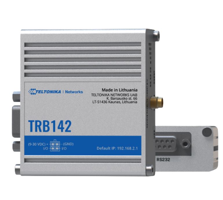 4779027312385 Teltonika TRB142 Industrial Rugged LTE RS232 Gateway, 4G/LTE (Cat 1), Equipped with RS232, Compatible with Industrial DNP3, PSU included