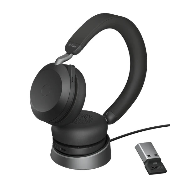 5706991024401 Jabra Evolve2 75 UC Bluetooth Headset, Includes Charging Stand  Link380a Dongle, 8-Mic Technology, 36 Hours Battery  Fast Charge, Dual-Foam Tech