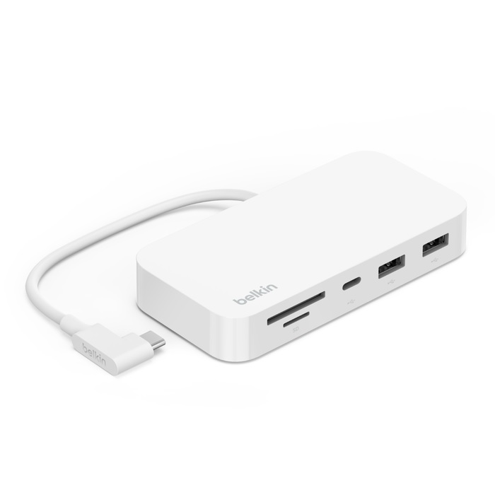 745883837687 Belkin Connect USB-C® 6-in-1 Multiport Hub with Mount, Thunderbolt 3, 10Gbps, 2x USB-A, USB-C, SD 3.0  microSD card reader, Gigabit Ethernet
