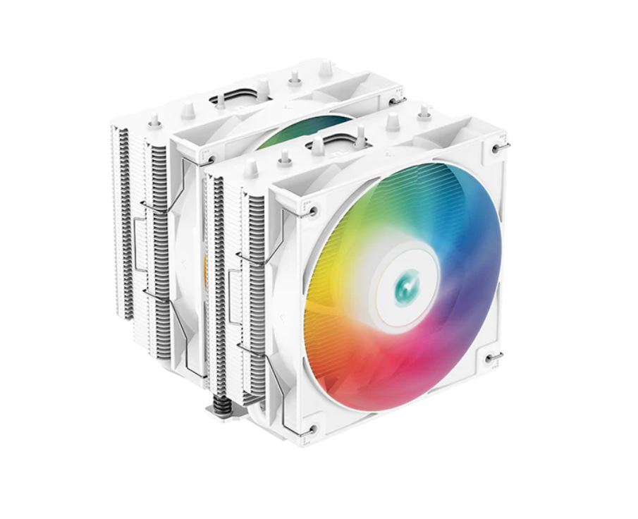 6933412727835 DeepCool AG620 ARGB WHITE Dual-Tower CPU Cooler, 2x 120mm Fan, 6 Copper Heat Pipes, Intel LGA2066/2011-v3/2011/1700/1200/1151/1150/1155 AMD AM5/AM4