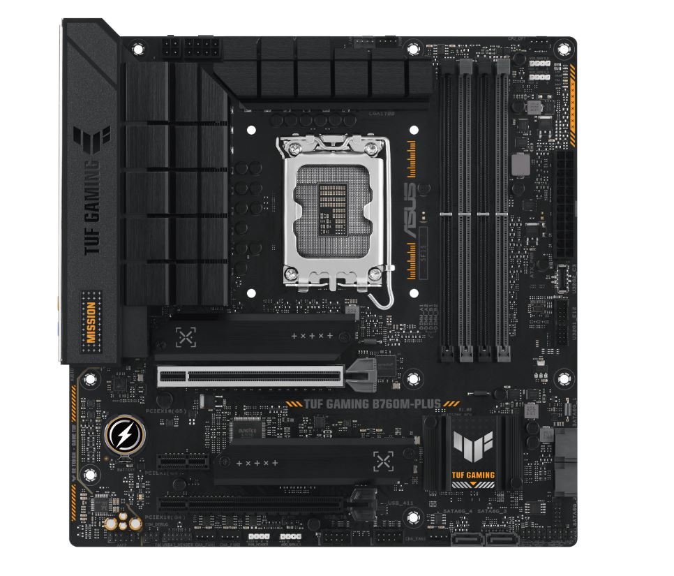 4711387139356 ASUS B760M TUF GAMING B760M-PLUS Intel LGA1700 mATX Motherboard 192GB, 4xDDR5, 1 x PCIe 5.0 x16 slot, 2 x M.2 slots,4 x SATA,1xHDMI, 1xDP, 2.5Gb Ether