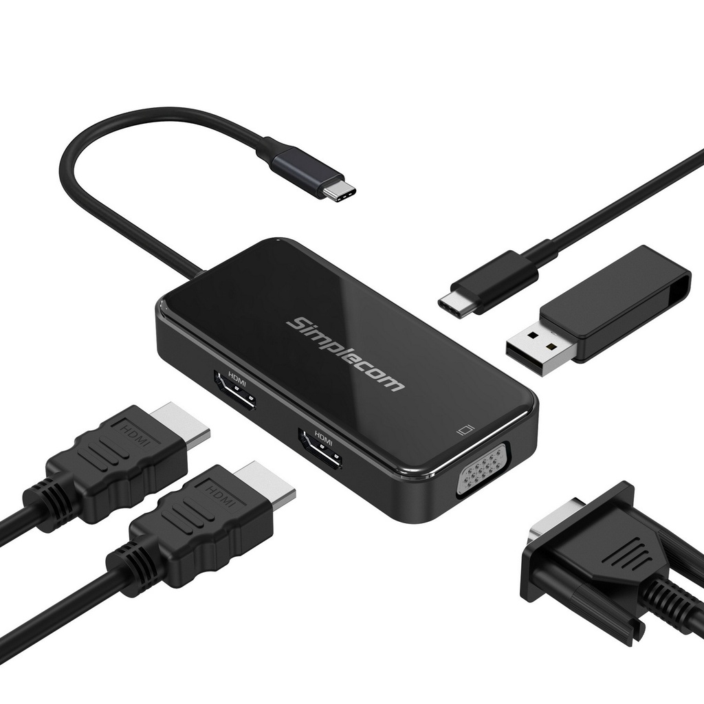 9350414003168 Simplecom DA451 5-in-1 USB-C Multiport Adapter MST Hub with VGA and Dual HDMI
