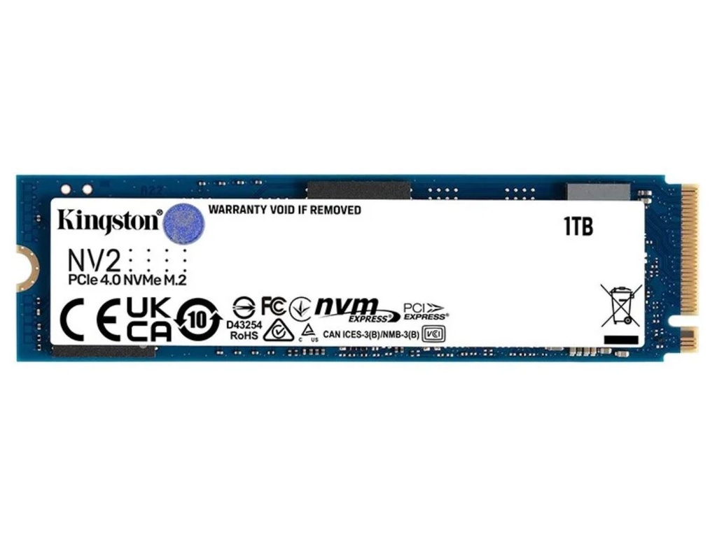 740617329919 Kingston Nv2 1TB M.2 NVMe PCIe 4.0 SSD - 3500/2100MB/s 320TBW 1.5 Million Hrs M.2 2280 3Y WTY