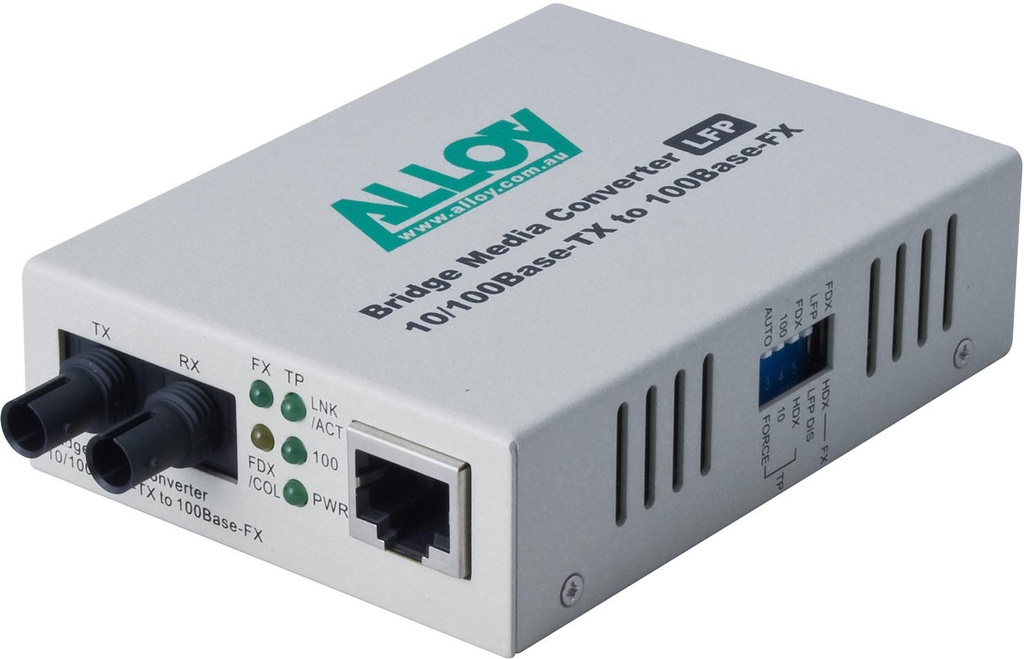 NHA-FCR200STR Alloy FCR200STR  10/100Base-TX to 100Base-FX Multimode Fibre (STR) Converter with LFP via FEF or FM. 2Km