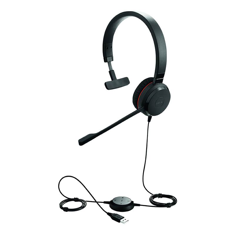 5706991021127 Jabra Evolve 20 UC Mono SE, USB-A Headset, Passive Noise Cancellation, Easy Call Management, Plug-and-play, Leatherette Ear Cushions