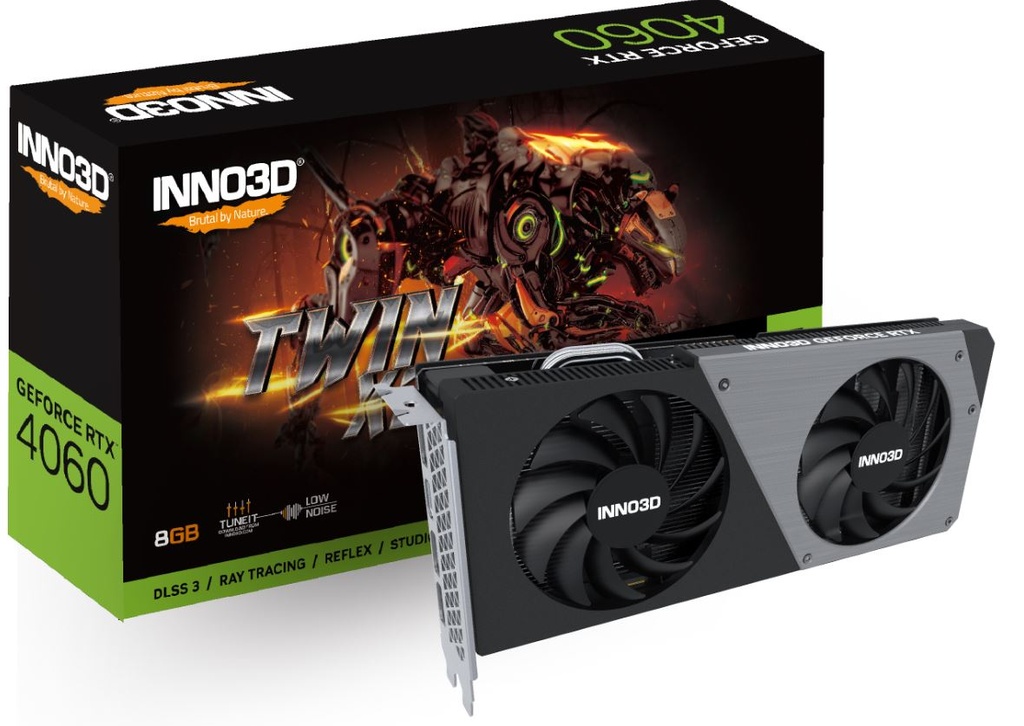835168003354 INNO3D nVidia GeForce RTX 4060 TWIN X2 8G GDDR6, 2460MHz Boost Clock, RAM 17Gbps, 3xDP+HDMI, 250x118x42mm (4060)