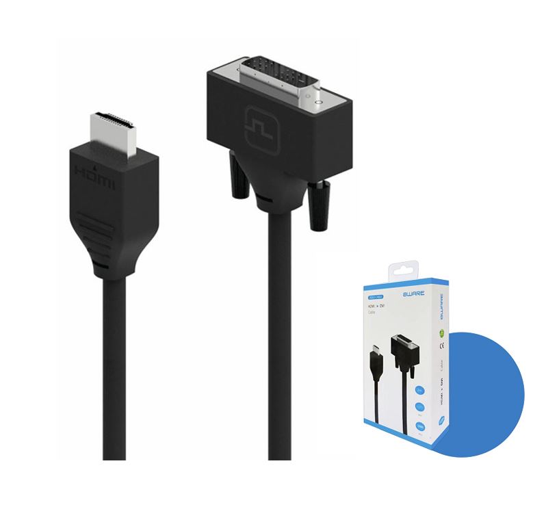 754523500188 8ware Pro Series 2M HDMI to DVI cable Male to Male Nickel plated high performance 30AWG OD6.0 Copper PVC TPE (Retail package)