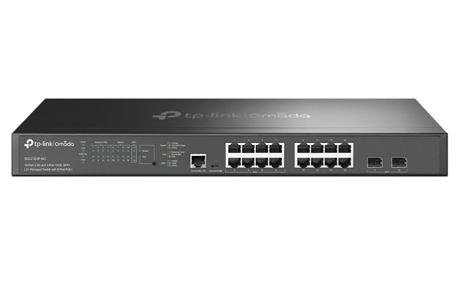 4897098689721 TP-Link SG3218XP-M2, Omada 16-Port 2.5G and 2-Port 10GE SFP+ L2+ Managed Switch with 8-Port PoE+,  Integration with Omada SDN Controller,Static Routin