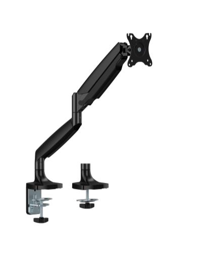 6956745178273 Brateck LDT82-C012 SINGLE SCREEN HEAVY-DUTY GAS SPRING MONITOR ARM For most 17"~45" Monitors, Matte Black(New)