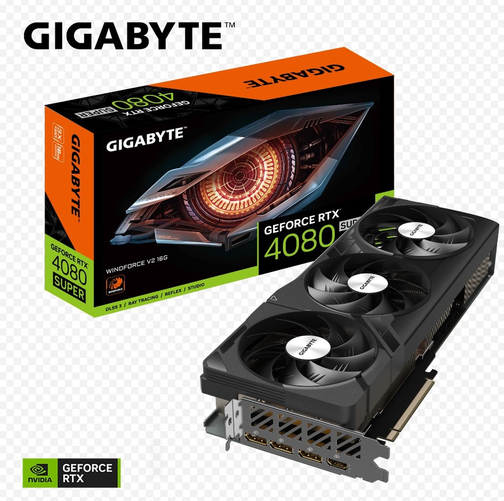 4719331354220 Gigabyte GeForce RTX™ 4080 SUPER WINDFORCE V2 16G GDDR6X Video Card 2550 MHz PCIE4.0x16 DP1.4a *3 HDMI 2.1 *1
