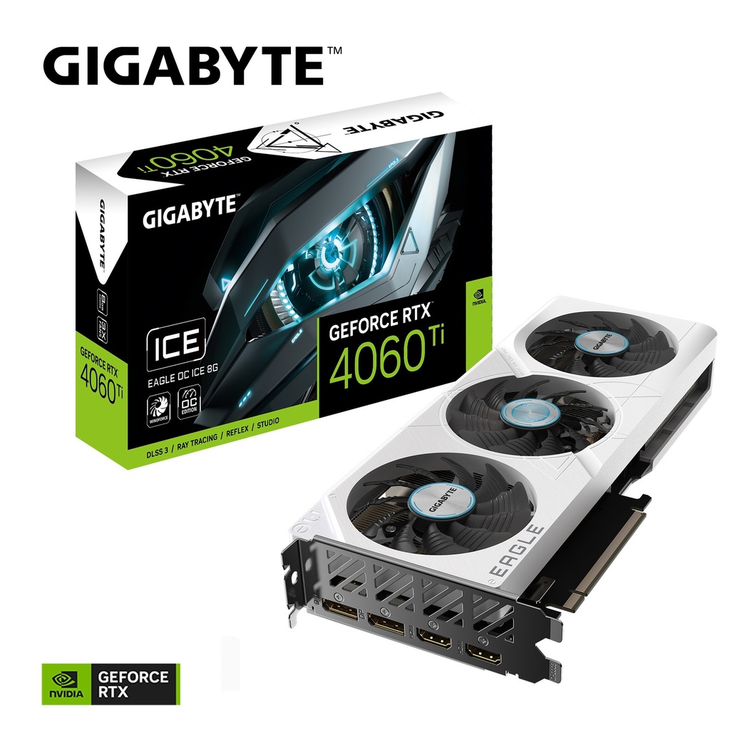 4719331354350 Gigabyte nVidia GeForce RTX 4060 Ti EAGLE OC ICE-8GD GDDR6 Video Card, PCI-E 4.0, 2550MHz Core Clock, 2x DP 1.4a, 2x HDMI 2.1a