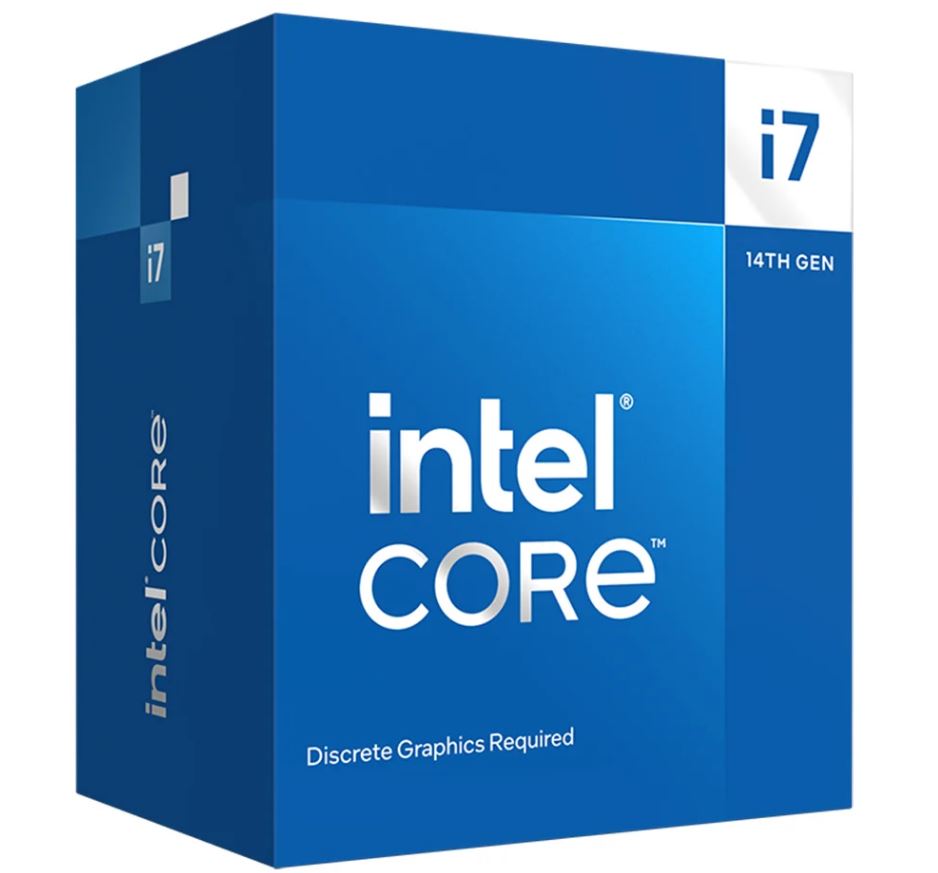 5032037279246 Intel i7 14700F CPU 4.2GHz (5.4GHz Turbo) 14th Gen LGA1700 20-Cores 28-Threads 61MB 65W Graphics Card Required Retail Raptor Lake with Fan