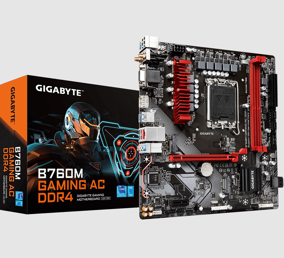 4719331851477 Gigabyte B760M GAMING AC DDR4  Intel LGA 1700 ATX Motherboard, 2x DDR4 ~64GB, PCI-E x16, M.2, 4x SATA,  5x USB 3.2, 2x USB 2.0