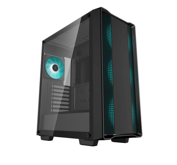 6933412774617 DeepCool CC560 V2 Black Mid-Tower Computer Case, Tempered Glass Window, 4x Pre-Installed LED Fans, Top Mesh Panel, Support Up To 6x120mm or 5x140mm AI