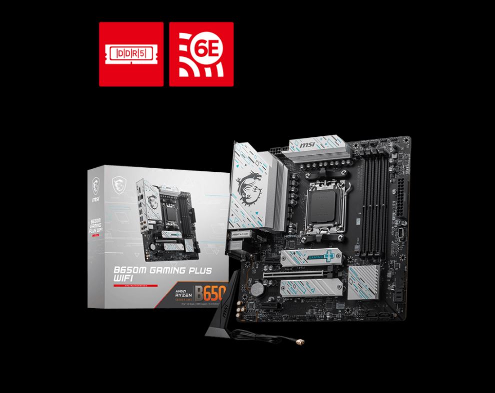 4711377180955 MSI B650M GAMING PLUS WIF AMD AM5 mATX Motherboard, 4x DDR5, 1x PCI-E x16, 2x PCI-E x1, 2x M.2, 4x SATA,  2x USB 3.2,  4x USB 2.0, 1xUSB Type C