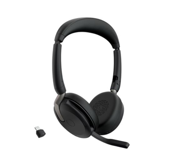 5706991029116 Jabra Evolve2 65 Flex MS Teams, Stereo Bluetooth Headset, Link380c USB-C Dongle, Foldable Design, 2Yr Warranty ANC, 20 hours battery life, 30m Range