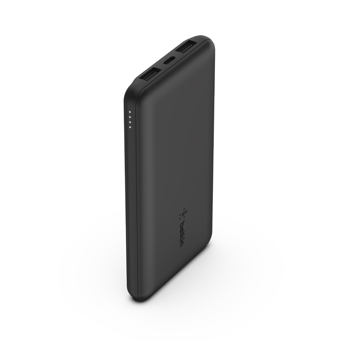 745883821952 Belkin BoostCharge Power Bank 10K (Triple-Port) - Black (BPB011BTBK), 2xUSB-A, 1xUSB-C, USB-C to USB-A Cable, 15W Total Power, LED light indicater