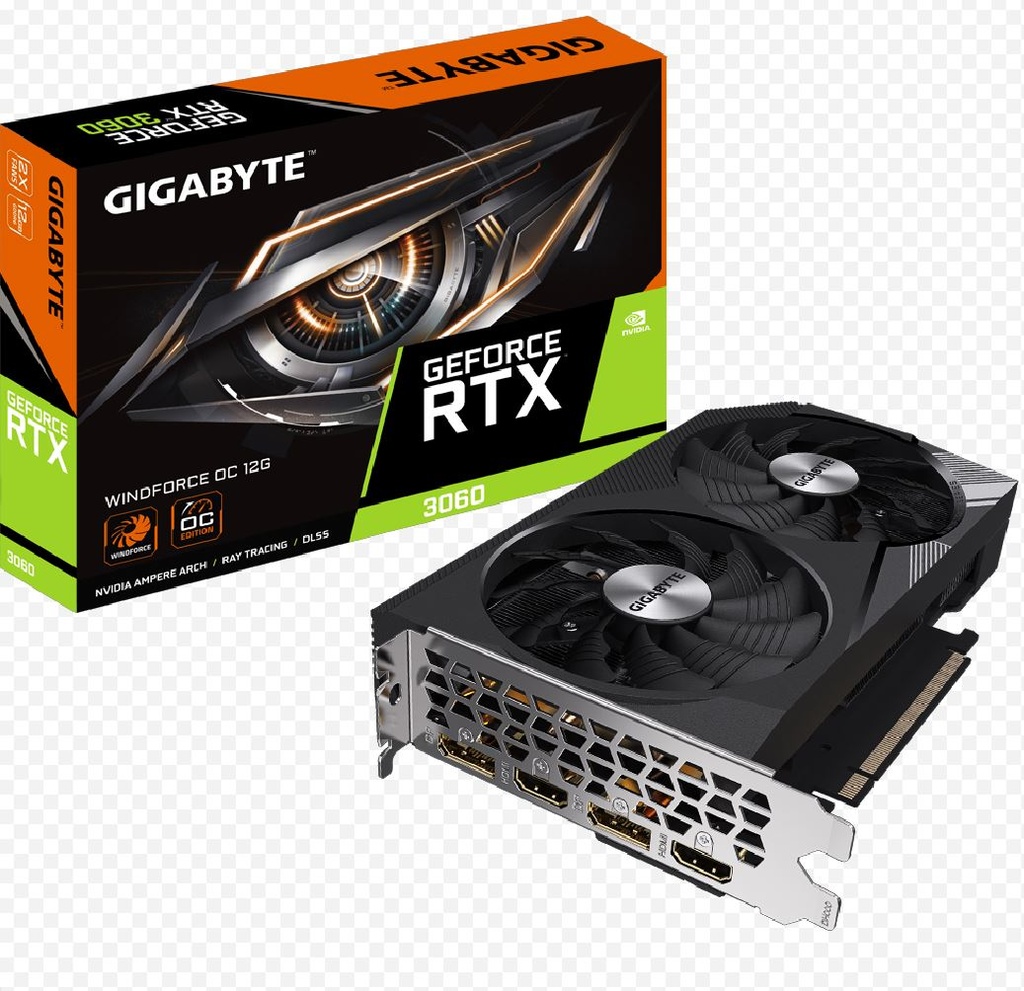 4719331312862 Gigabyte GeForce RTX™ 3060 WINDFORCE OC 12G 1.0 GDDR6 Video Card, 1792 MHz PCI-E 4.0, 1x HDMI 2.1 *2 (rev. 2.0)