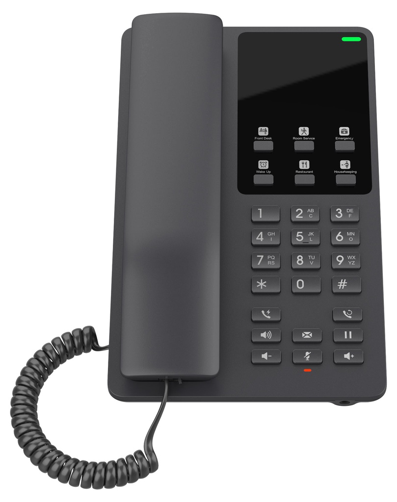 6947273704317 Grandstream GHP621 Desktop Hotel Voice IP Phone, Black, PoE, Wired Handset, 2 Lines, LCD, Gigabit Ethernet