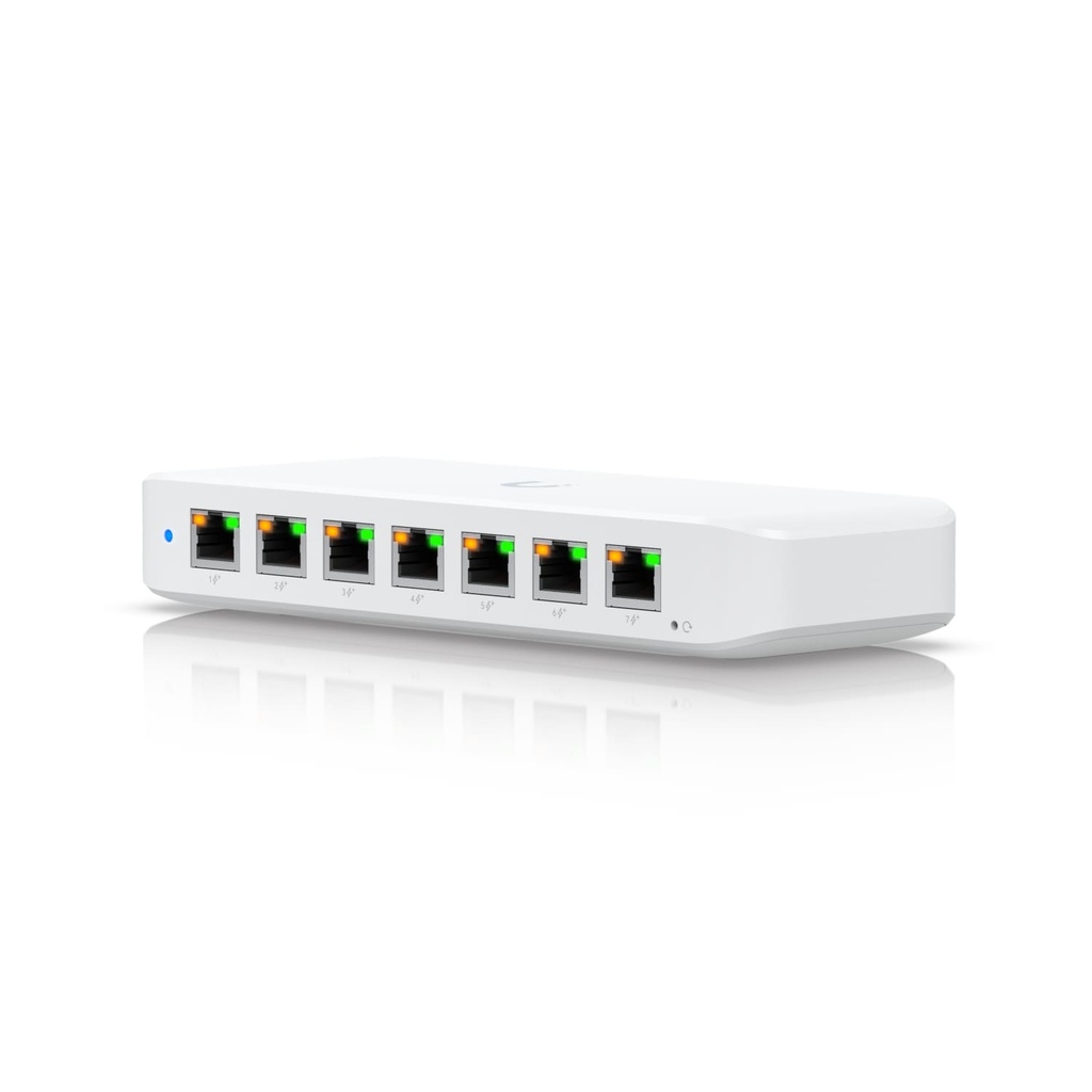 810084693698 Ubiquiti Ultra 42W, Compact Layer 2, 8-port GbE PoE Switch, Versatile Mounting Options, 7 PoE/PoE+ No Power Supply, PoE++ Input, 2Yr W