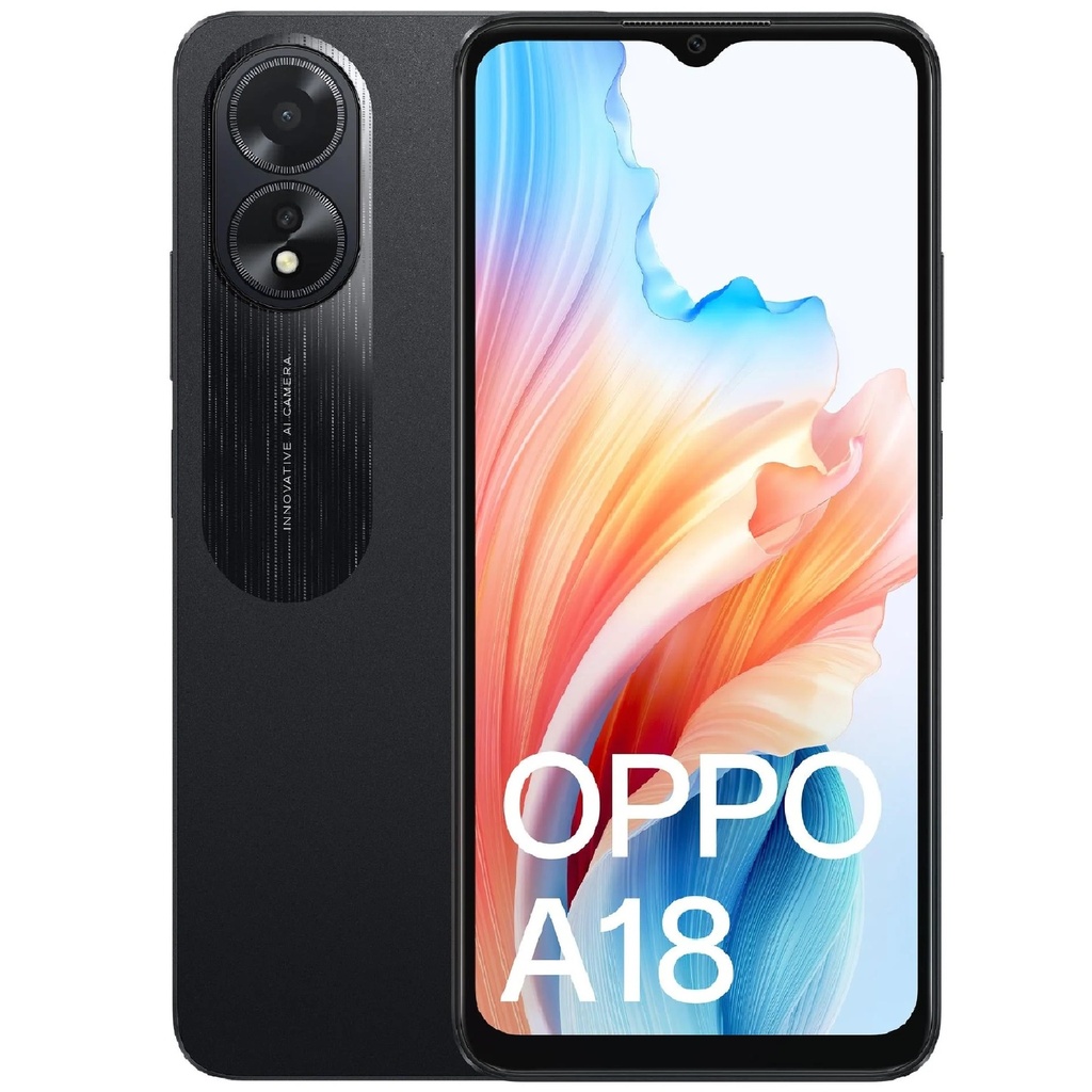 6932169340106 OPPO A18 4G 128GB - Black (CPH2591AU Black)*AU STOCK*, 6.56", HD+, 90Hz, 4GB/128GB, 8MP/5MP, Dual SIM, 5000mAh, 2 Years Warranty