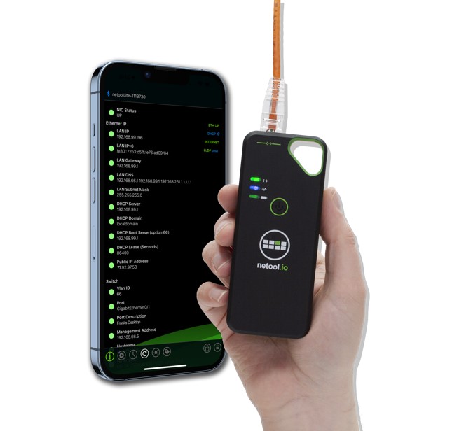 860005583669 Netool Lite - Bluetooth and WiFi Connectivity, Detect Ethernet switch port info and DHCP, Test for internet access, 802.1X Authentication Testing