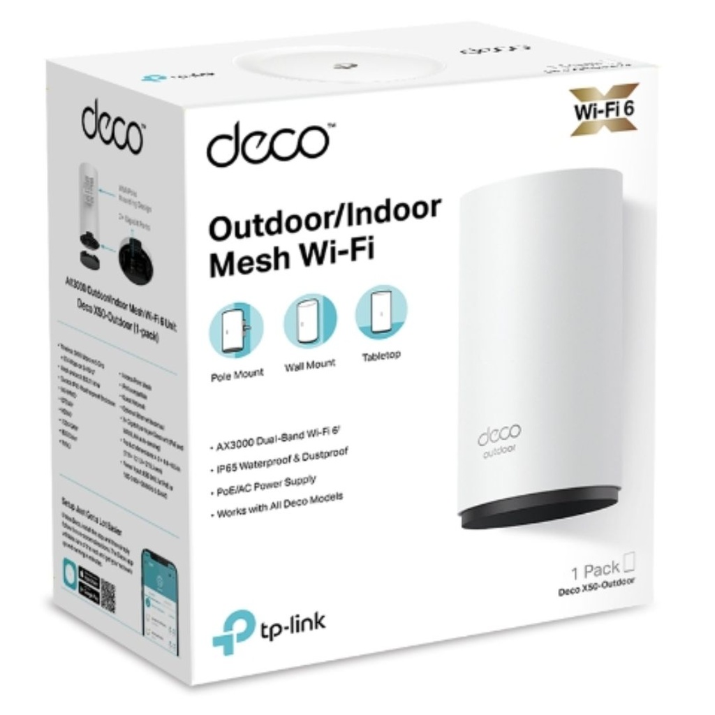 4897098688564 TP-Link Deco X50-Outdoor(1-pack) AX3000 Outdoor / Indoor Whole Home Mesh WiFi 6 Unit