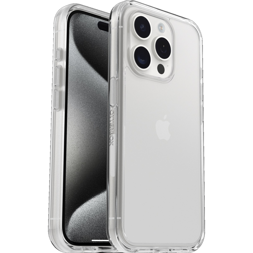 840304730322 OtterBox Symmetry Apple iPhone 15 Pro (6.1") Case Clear - (77-92641), Antimicrobial, DROP+ 3X Military Standard, Ultra-Sleek,7 Years Warranty