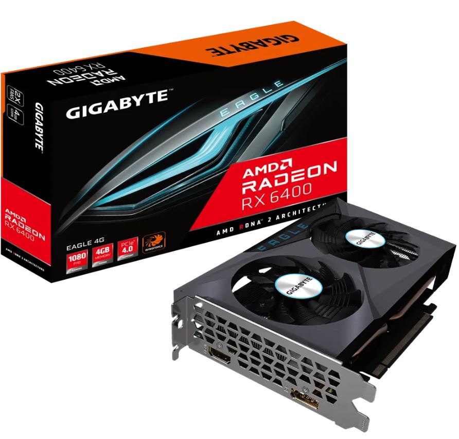 4719331310547 Gigabyte AMD Radeon RX 6400 EAGLE 4G Video Card GDDR6,PCI-E 4.0,DisplayPort 1.4 x1 HDMI 2.1 x1