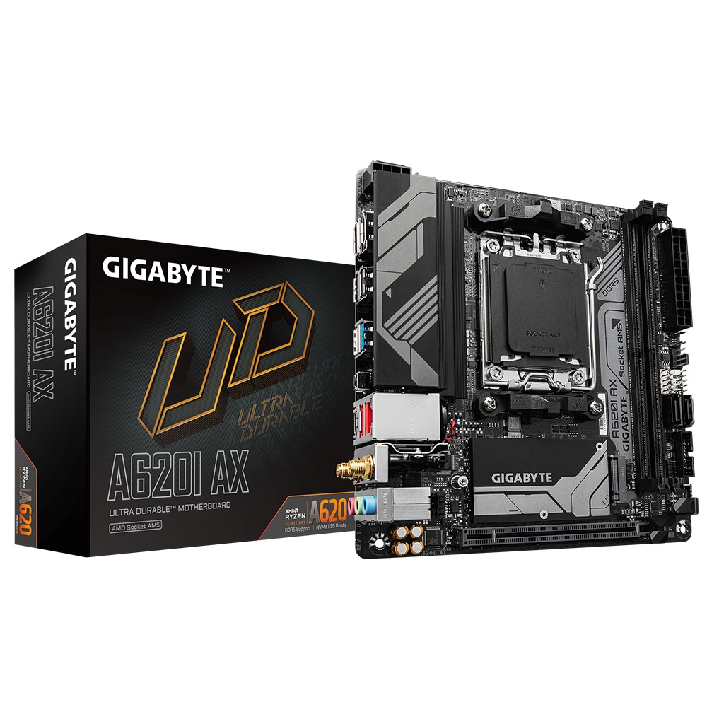4719331855826 Gigabyte M/B A620I AX 1.0, AMD AM5, 2 x DDR5 up to 128 GB,  1 x HDMI, 1 x PCI Express x16, 1 x M.2, 2 x SATA, 4x USB 3.2