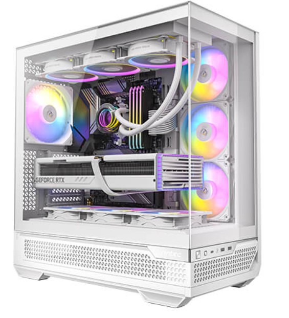 761345101363 Antec C7-ARGB ATX,E-ATX Seamless Panoramic 270 View, USB-C, 4x ARGB PWM Fans. Side Radiator Support. RTX 4090, Back Connect MBs, Flip Door, White Case
