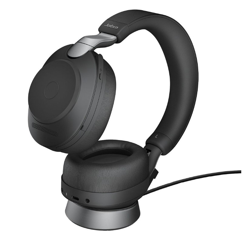SPJ-EVL2-85-UC-S-A-S Jabra Evolve2 85 UC Stereo Black Link 380 USB-A and Charging Stand USB-A ANC Bluetooth Headset, 10-Microphone Technology, Digital Hybrid ANC