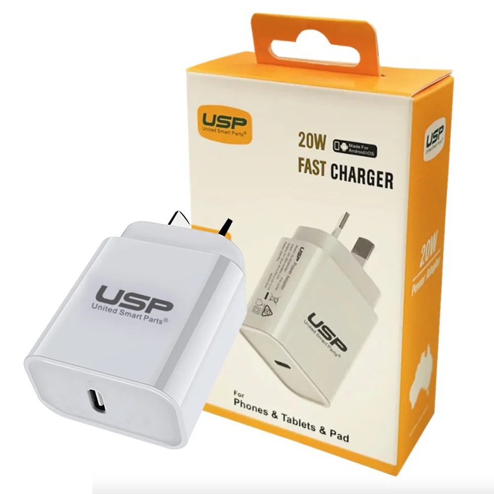 6976552041591 USP 20W USB-C PD Fast Wall Charger White -  fast charging, safety certified, universally compatible, and travel-friendly for all your devices