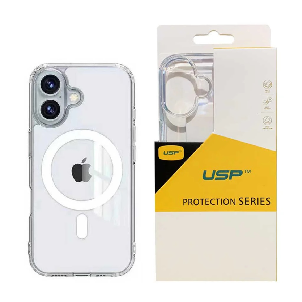 6976552042123 USP Apple iPhone 16 Plus (6.7") Clear Rock Shockproof Case with MagSafe - Ultra-Thin, Lightweight, Non-Slip, Multi-Layer, Strong And Durable Materials