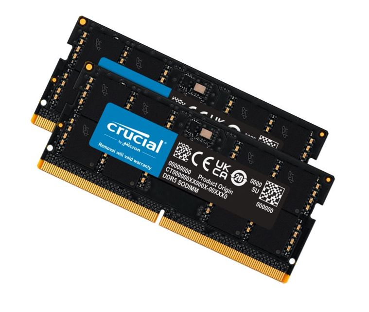 649528930019 Crucial 96GB (2x48GB) DDR5 SODIMM 5600MHz CL46 Notebook Laptop Memory