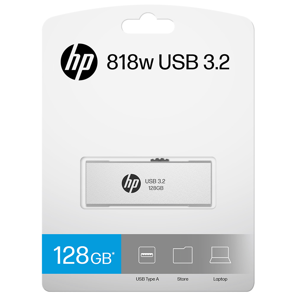 4718006456566 (LS) HP x818w 128GB USB 3.2 Flash Drive Silver Metal, PCBA 3.2 Read Performance  up to 100 MB/s