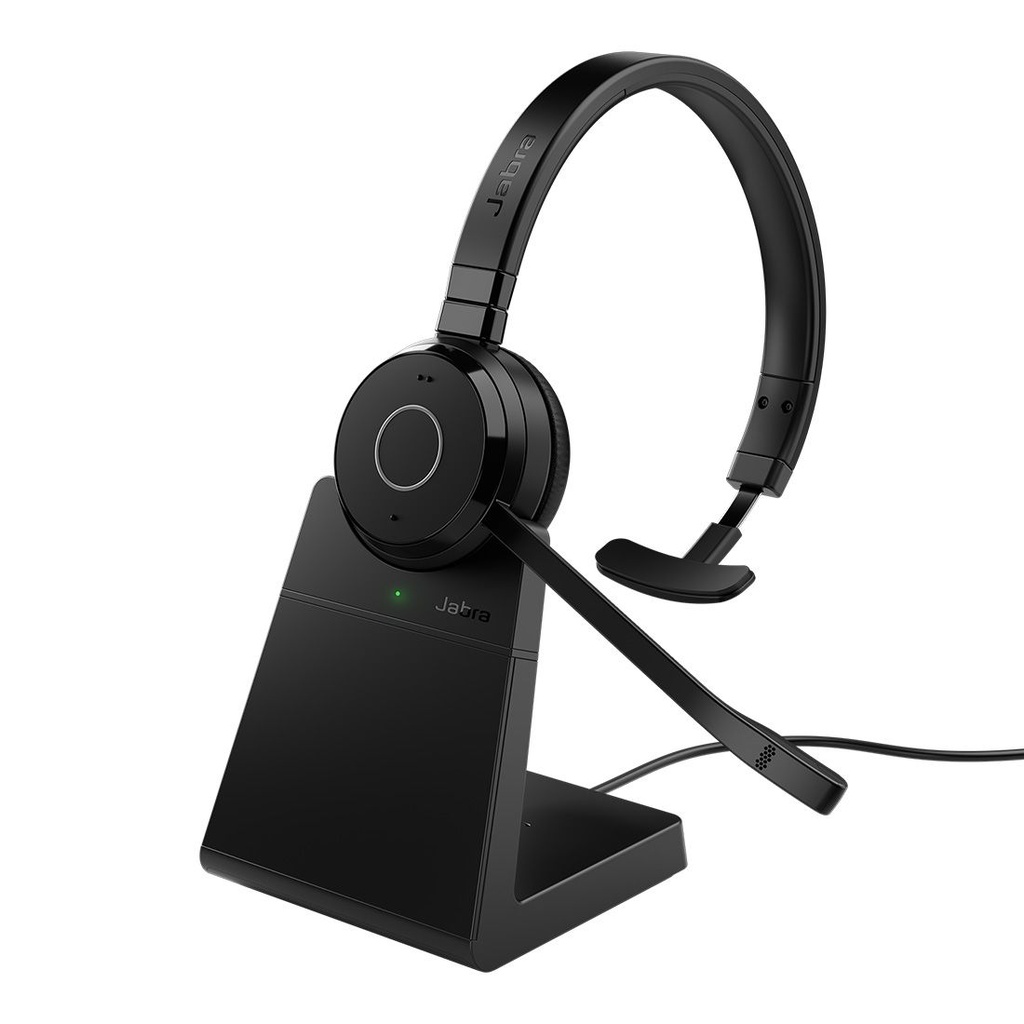 5706991031492 Jabra Evolve 65 TE Link390a UC Mono Stand Bluetooth Headset, 16-hour battery life, 30-metre wireless range, Passive Noise Cancellation, Busy Light
