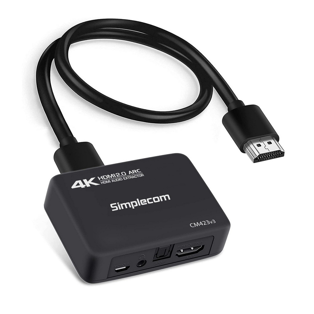 9350414003687 Simplecom CM423v3 HDMI 2.0 Audio Extractor Optical SPDIF + 3.5mm Stereo with ARC 4K@60Hz
