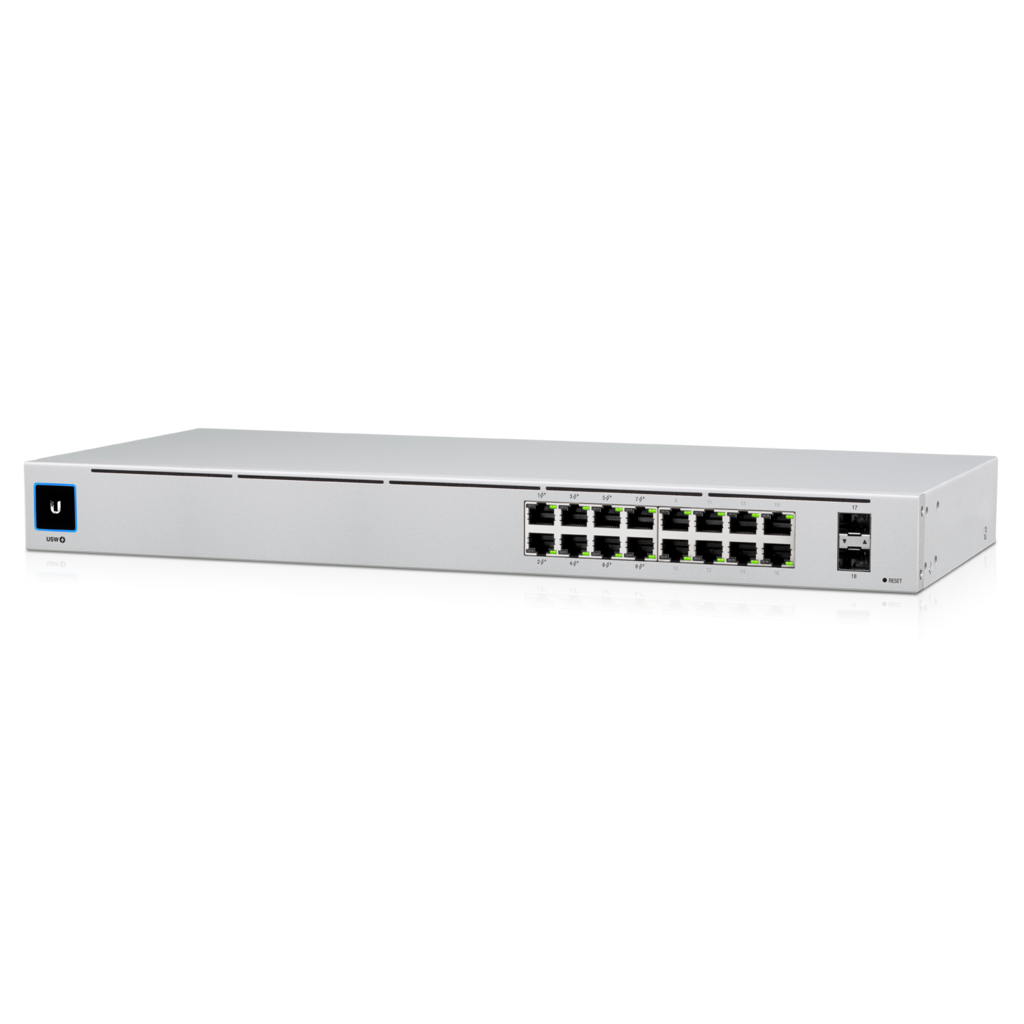 817882028639 Ubiquiti UniFi 16-port Managed Gigabit Switch - 8x PoE+ Ports, 8x Gigabit Ethernet Ports, 2x SFP , 42W, Touch Display, Fanless , GEN2, 2Yr Warr