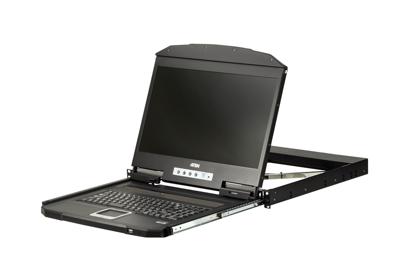 4719264647284 Aten Rackmount Single Rail LCD Console HDMI USB w/ 18.5" LCD Display, 1x Custom KVM Cable Included, 1920x1080@60hz Display, LED Illumination