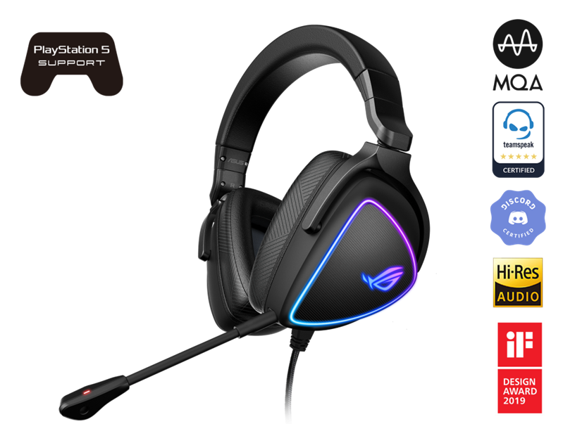 4718017659680 ASUS ROG DELTA S Lightweight USB-C Gaming Headset with AI noise-canceling mic, MQA rendering technology, RGB lighting, PC, Switch  PS5
