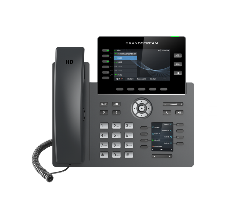 6947273702955 Grandstream GRP2616 6 Line IP Phone, 6 SIP Accounts, 480x272 Colour Screen, HD Audio, Integrated Bluetooth+WiFi, Powerable Via POE