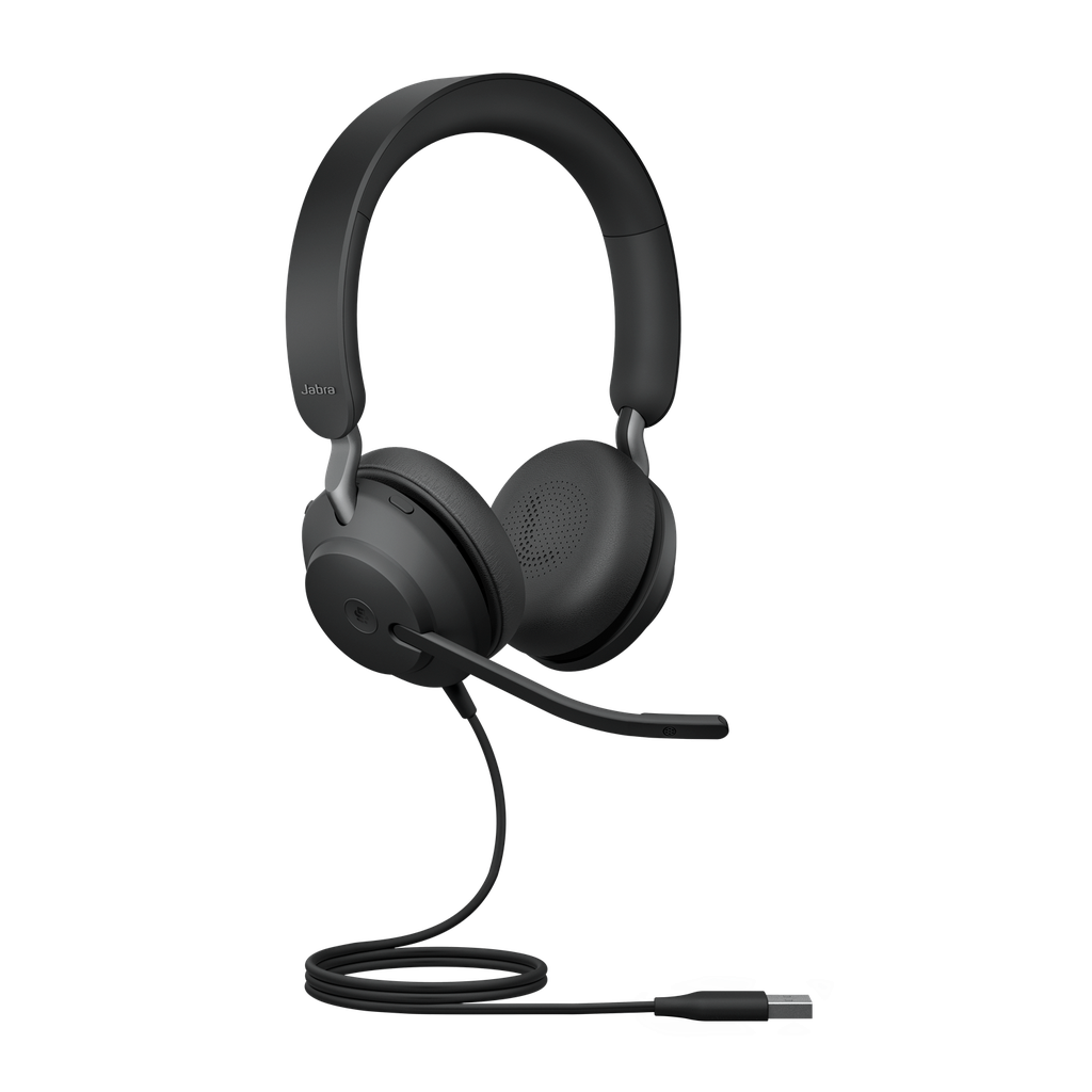 5706991028102 Jabra Evolve2 40 SE Wired USB-A MS Stereo Headset, 360° BusyLight, Noise Isolationg Ear Cushions, 2Yr Warranty, Plug-and-play, 3-Microphone Technology