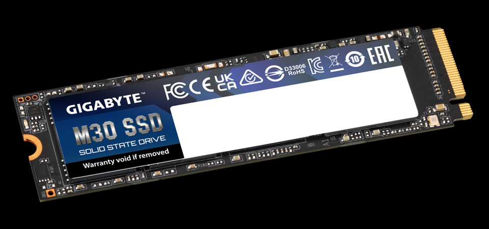 GP-GM301TB-G-M2 GIGABYTE M30 SSD 1TB, PCIe 3.0x4, NVMe 1.3, M.2 2280, 3D TLC NAND Flash