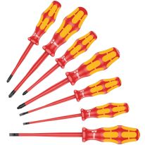WT05135961001 WERA 160 Kraftform Plus Series 100 VDE Screwdriver Set with Reduced Blade Diameter 7 Pce