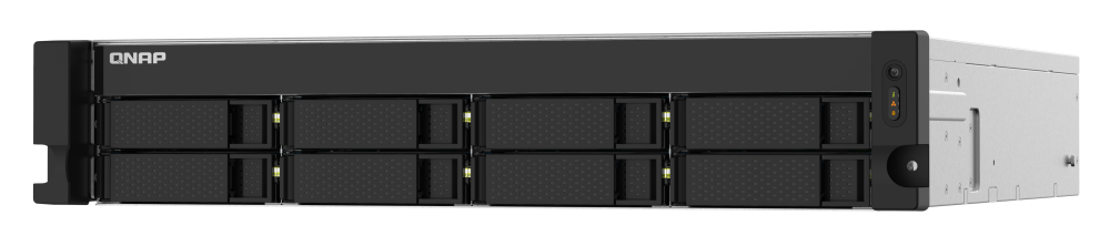 2U 12-Bay rackmount NAS, Intel Celeron N5095 quad-core, 8 GB onboard not expandable, 12 x 3.5"/2.5" SATA 6Gb/s drive bays, 2 x 2.5GbE
