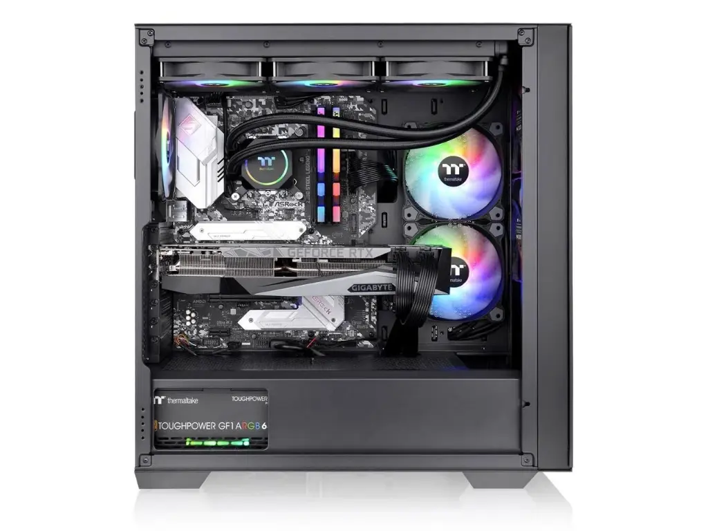 Thermaltake CA-1S4-00M1WN-00 Divider 370 Tempered Glass ARGB Mid Tower ATX Case Black Edition