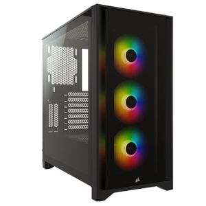 Corsair CC-9011204-WW iCUE 4000X RGB Tempered Glass Mid-Tower Case, Black