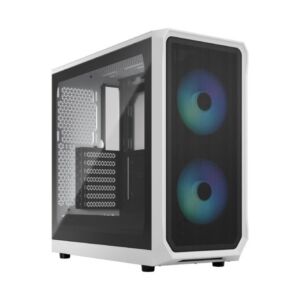 FD-C-FOC2A-04 Fractal Design  Focus 2 Tempered Glass RGB ATX Gaming Computer Case Clear Tint White